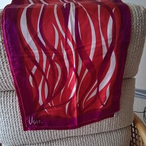 Vera Neumann Fuchsia, Red and White Silk Scarf